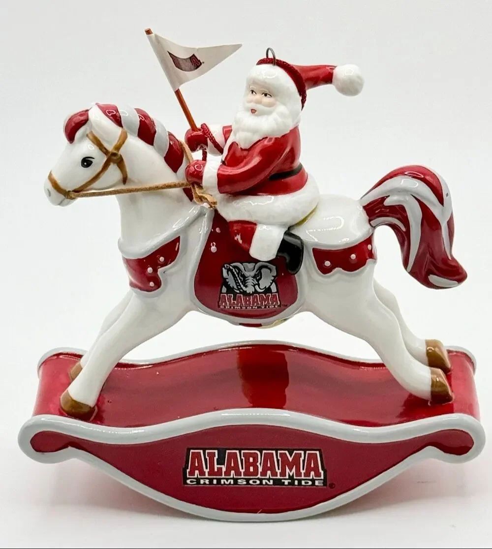 University of Alabama 2006 Rocking Horse Santa Christmas Ornament by Danbury Min